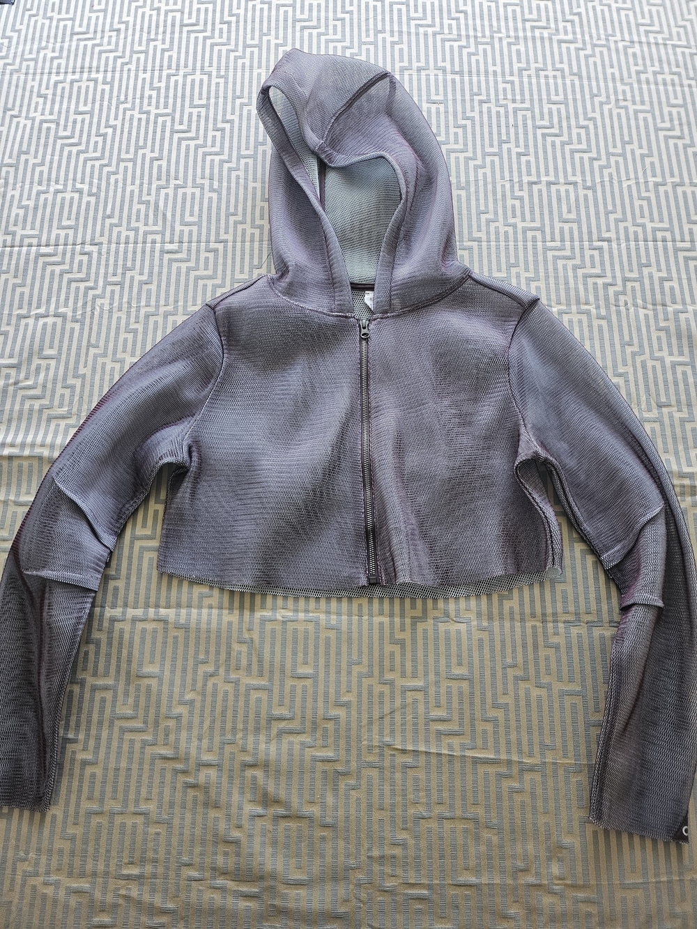 Cropped Zip Hoodie in Lavender Gray 2 Tone